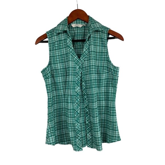 Green Plaid Sleeveless Blouse M By Great Northwest Clothing Co. - Picture 1 of 5